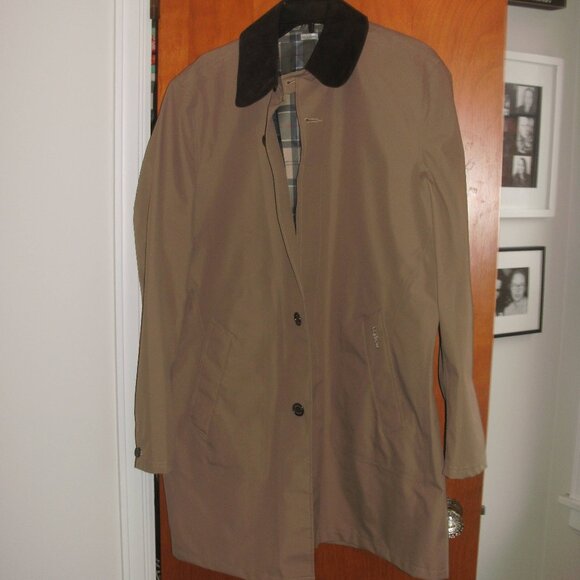Barbour Other - Barbour Original Tartan Waterproof Tan Jacket Trench Coat Brown Corduroy Collar